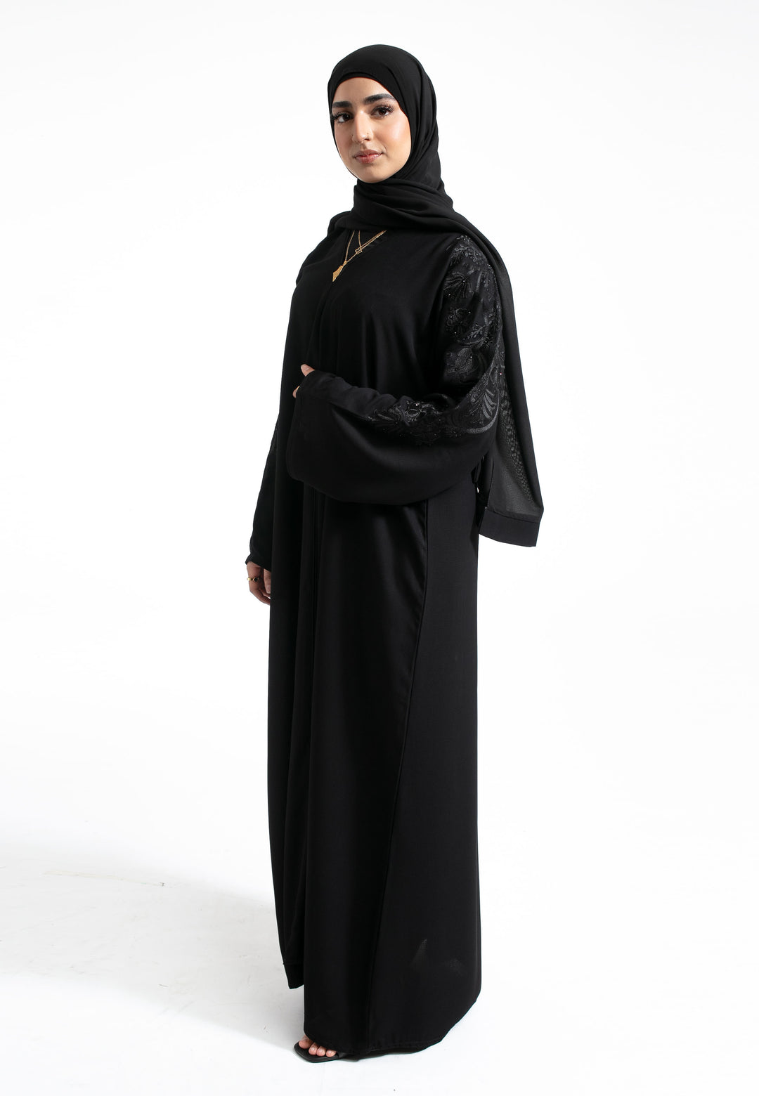 Black Embroidered Closed Abaya