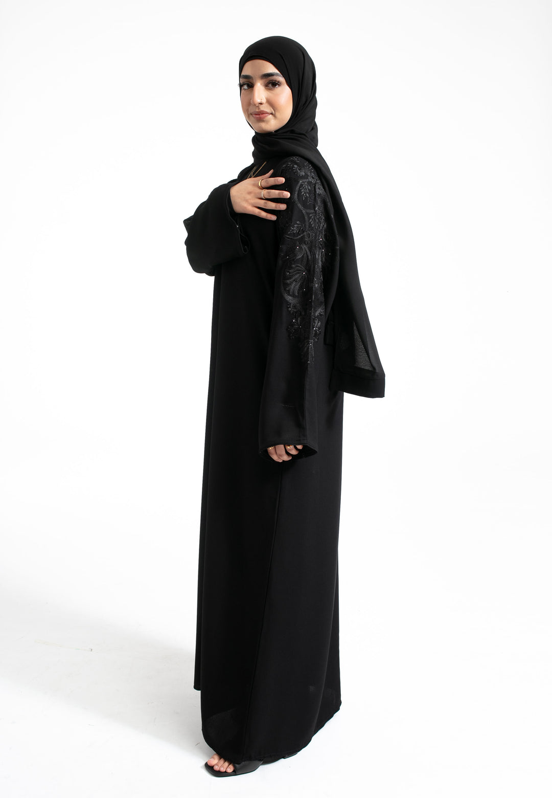 Black Embroidered Closed Abaya