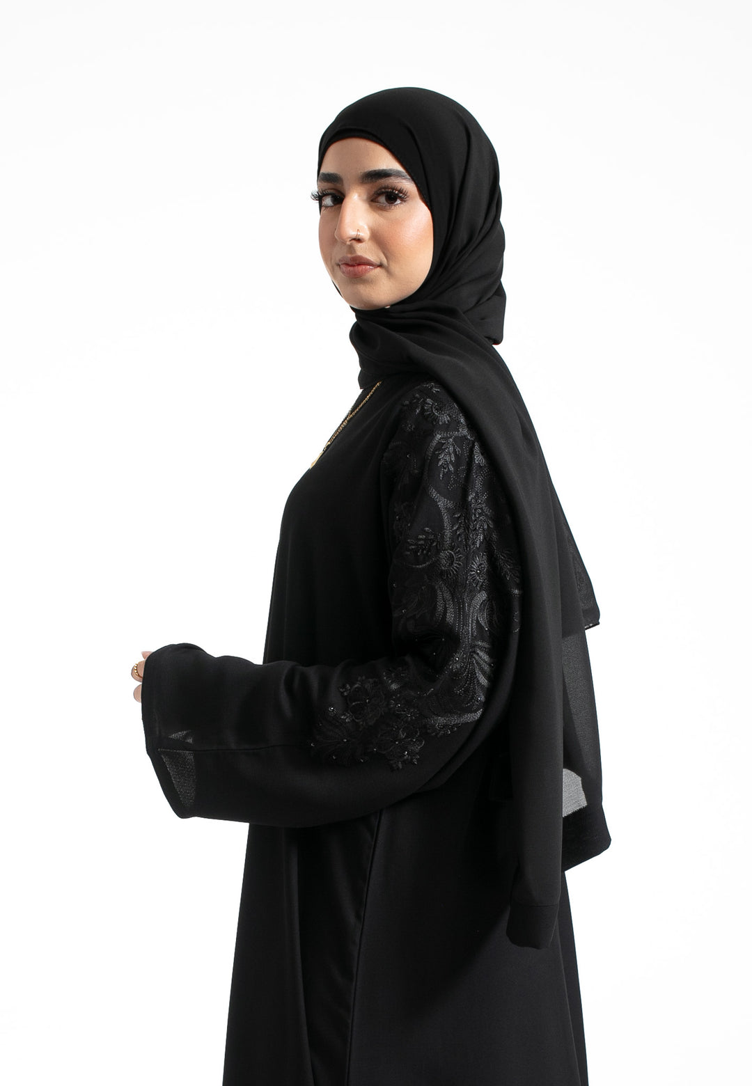 Black Embroidered Closed Abaya