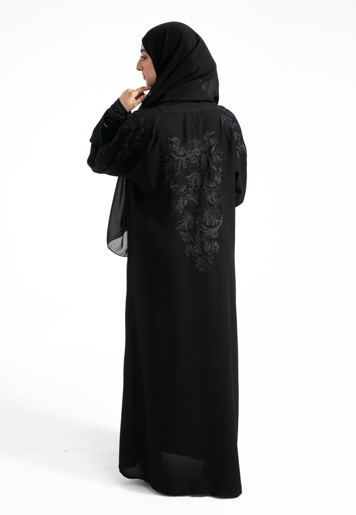 Black Embroidered Closed Abaya