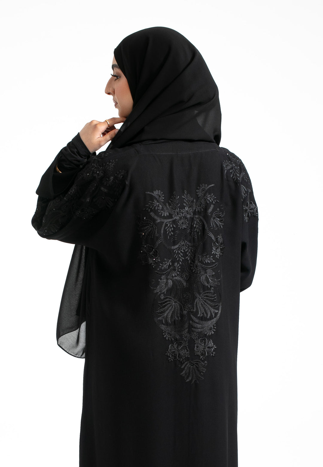 Black Embroidered Closed Abaya