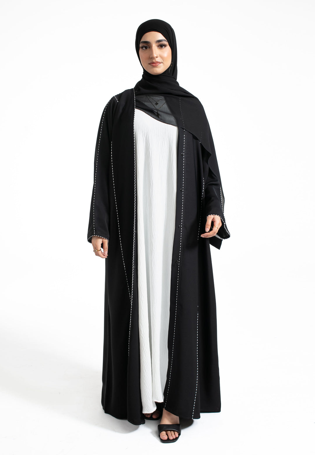 Black Minimal Open Abaya