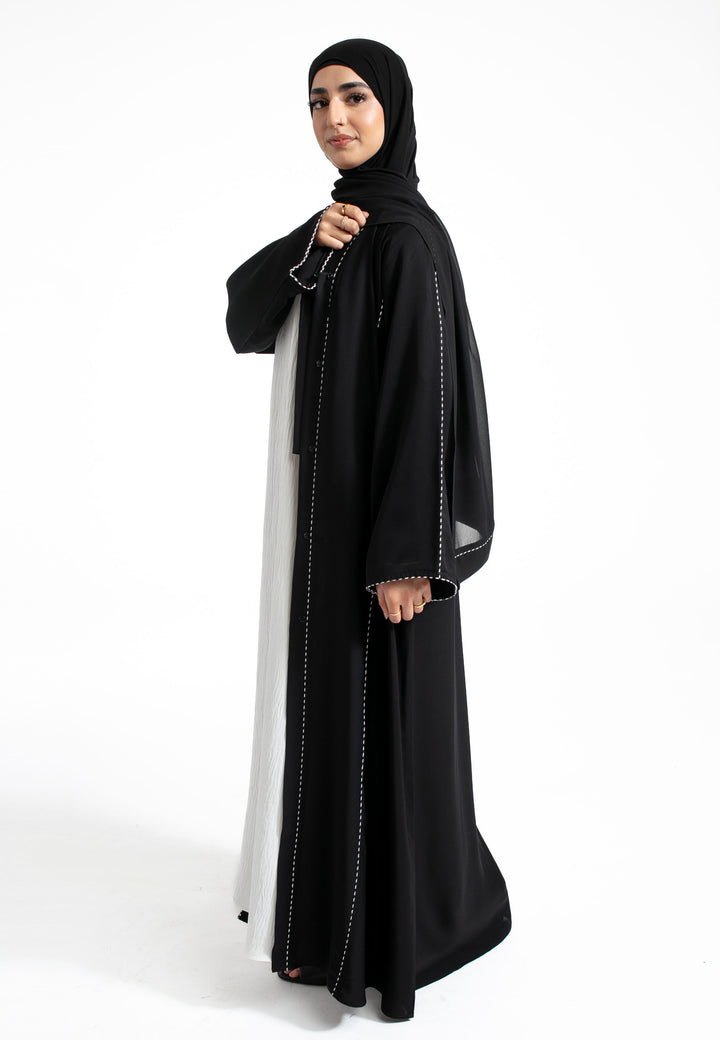 Black Minimal Open Abaya