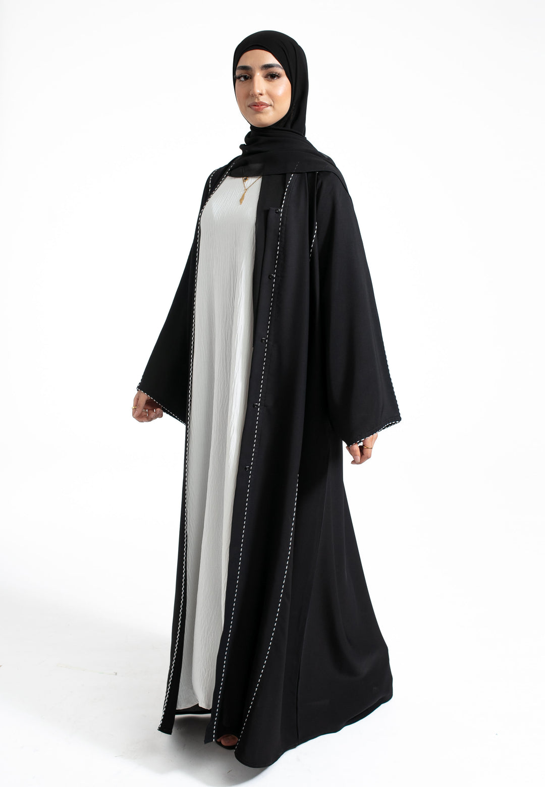 Black Minimal Open Abaya