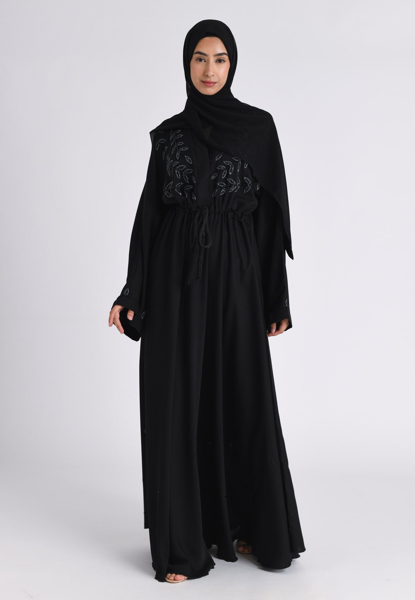 Buy Black Embellished Umbrella Cut Closed Abaya Eid Abayas