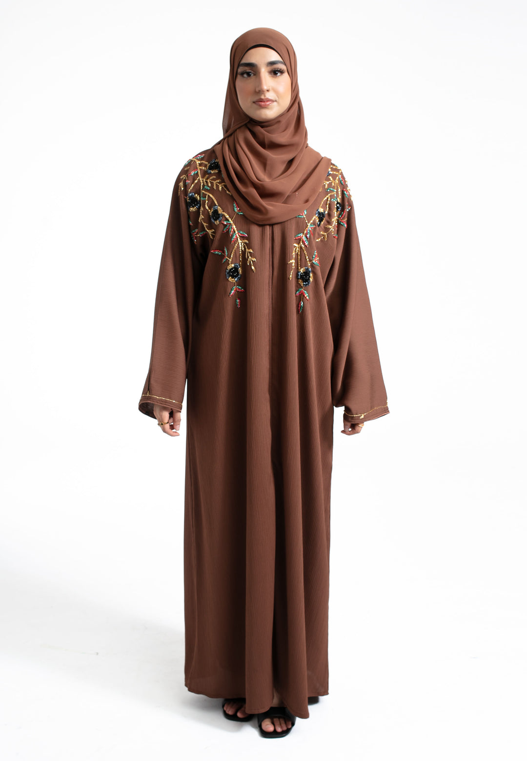 Brown Luxury Embellished Abaya