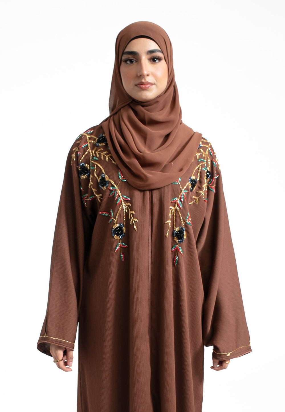 Brown Luxury Embellished Abaya