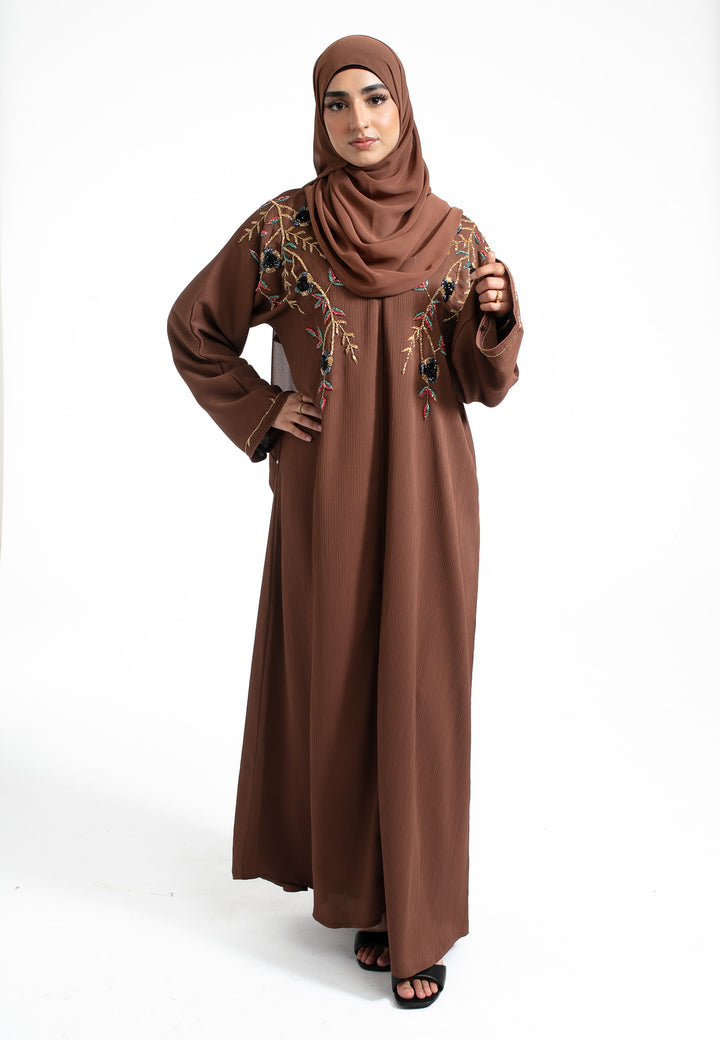 Brown Luxury Embellished Abaya