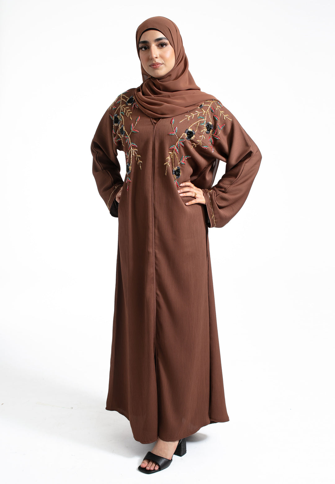 Brown Luxury Embellished Abaya