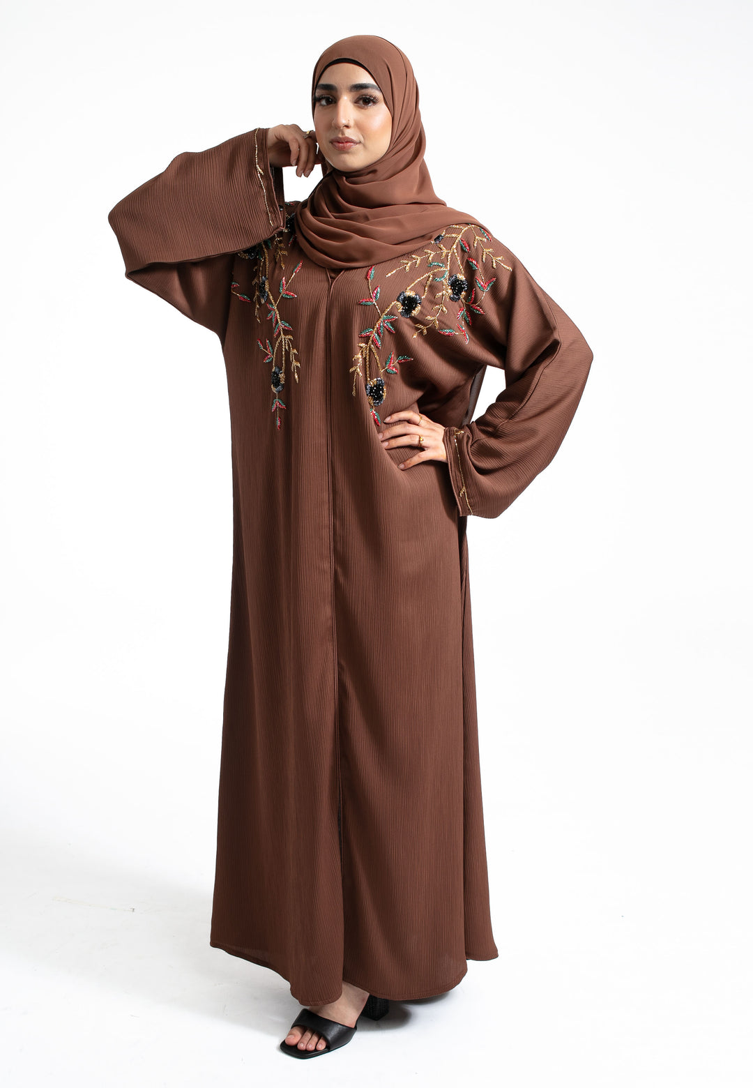 Brown Luxury Embellished Abaya