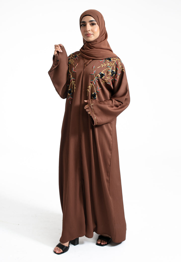 Brown Luxury Embellished Abaya