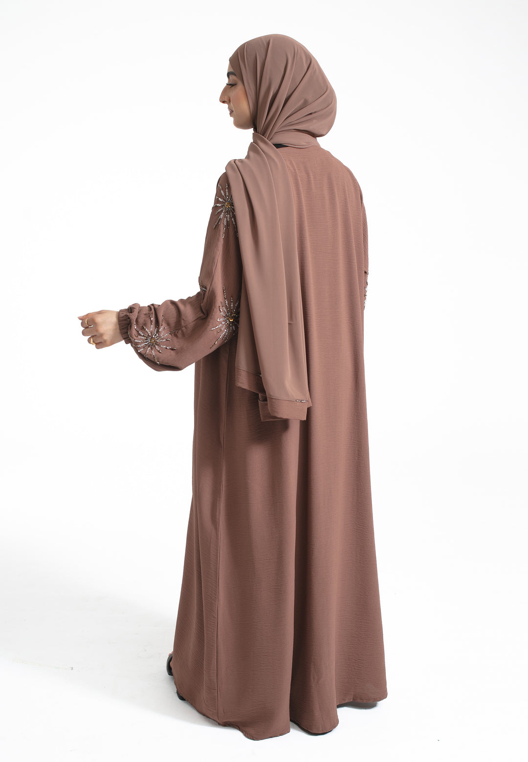 Mink Embellished Open Abaya