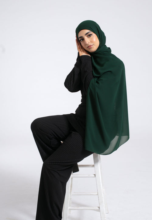 Luxury Soft Chiffon Hijab - Emerald Green
