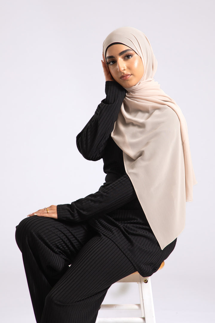 Sand Beige Crepe Chiffon Hijab