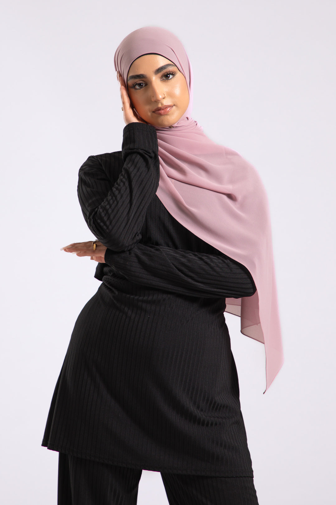 Pink Crepe Chiffon Hijab