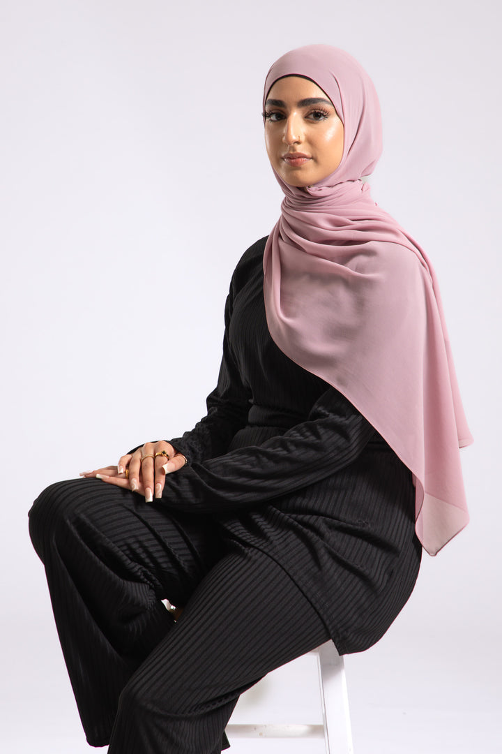 Pink Crepe Chiffon Hijab