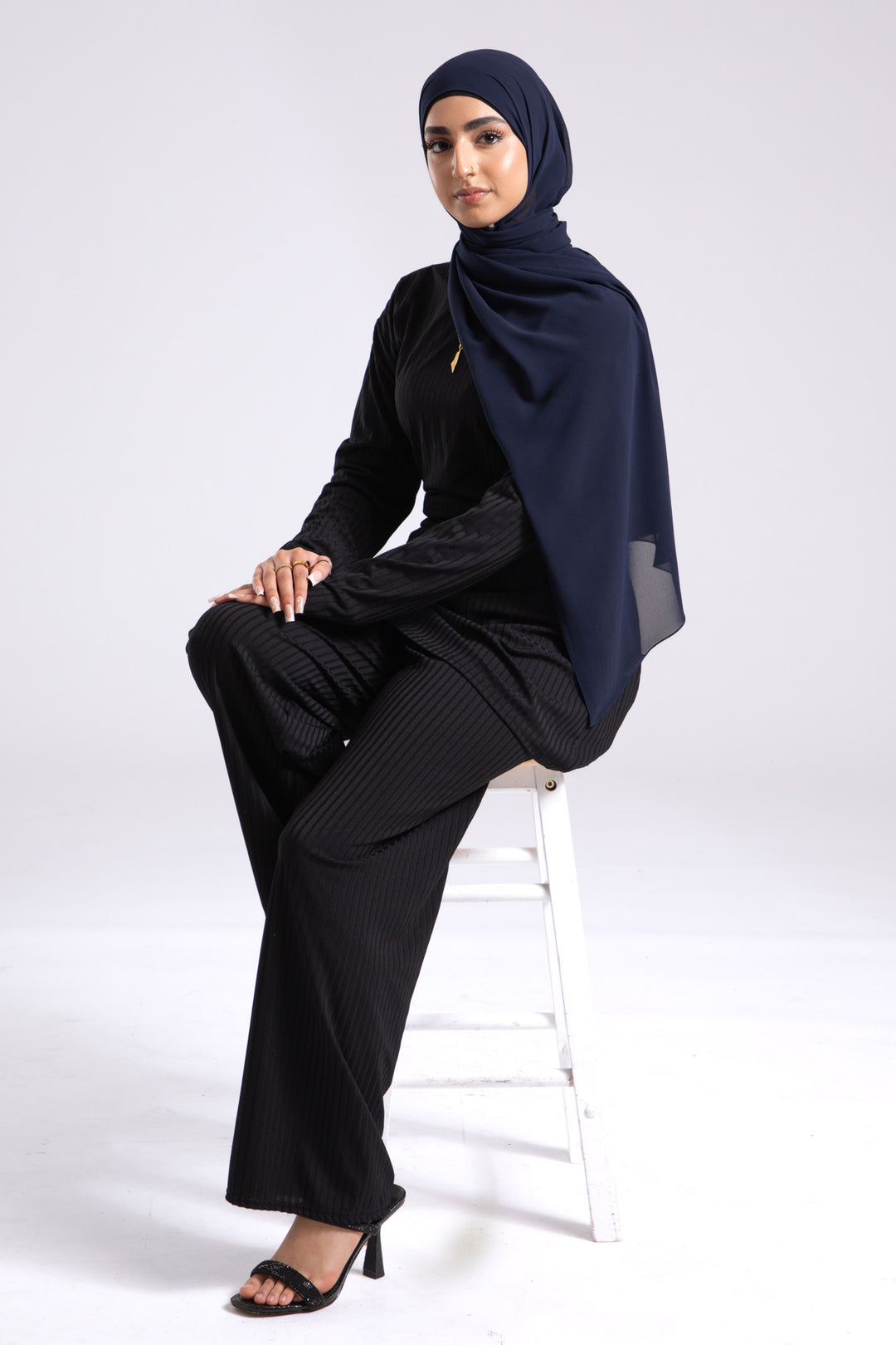 Navy Crepe Chiffon Hijab