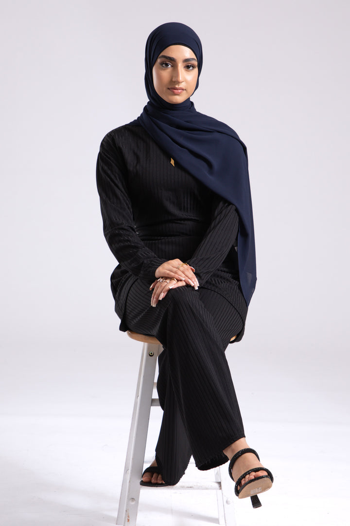 Navy Crepe Chiffon Hijab