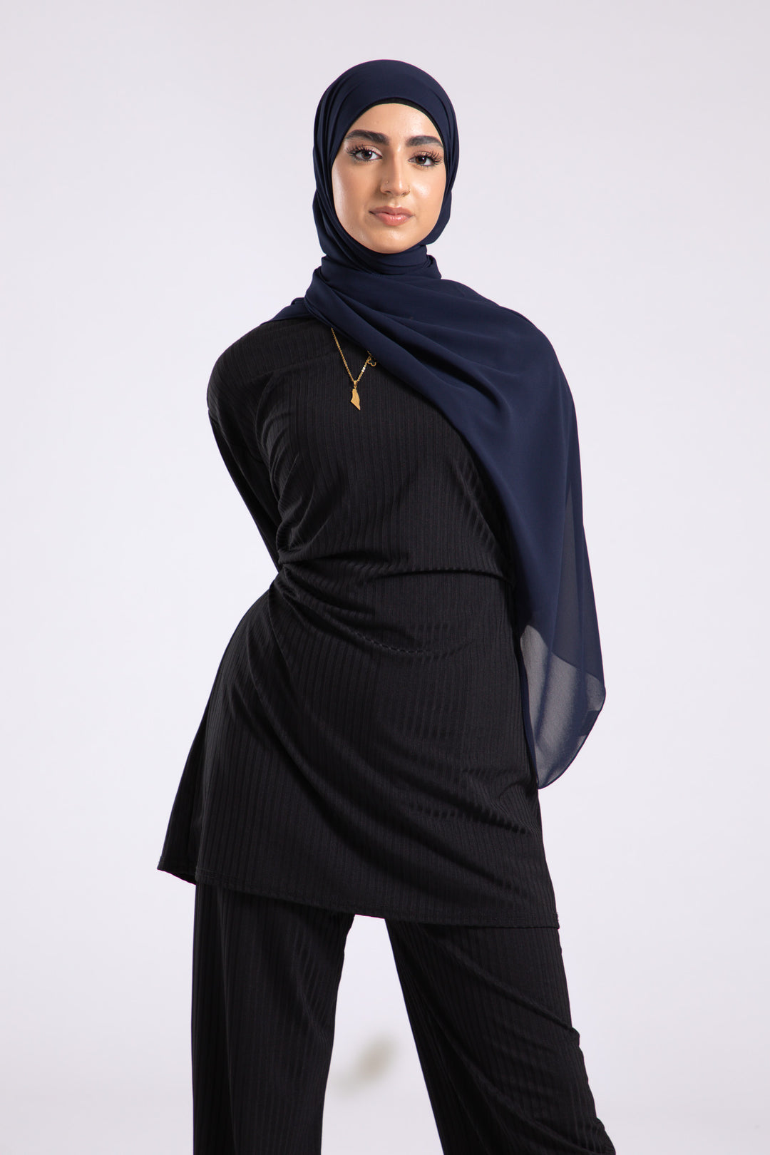 Navy Crepe Chiffon Hijab