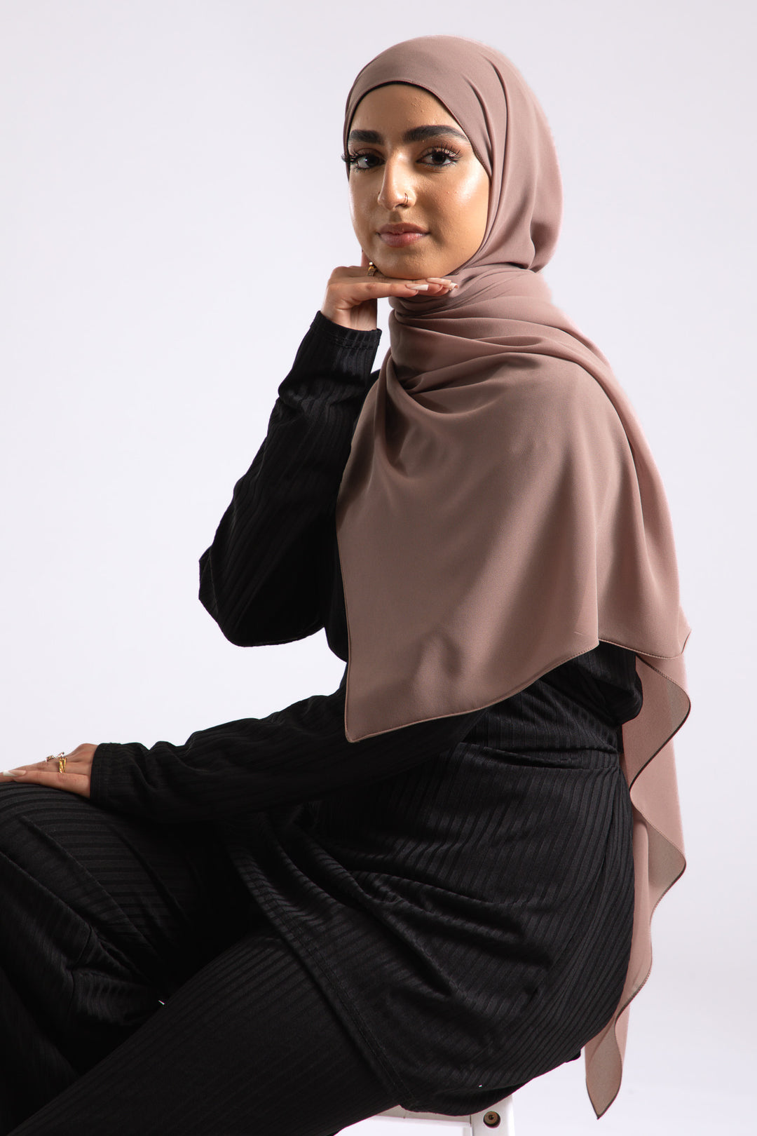 Taupe Crepe Chiffon Hijab