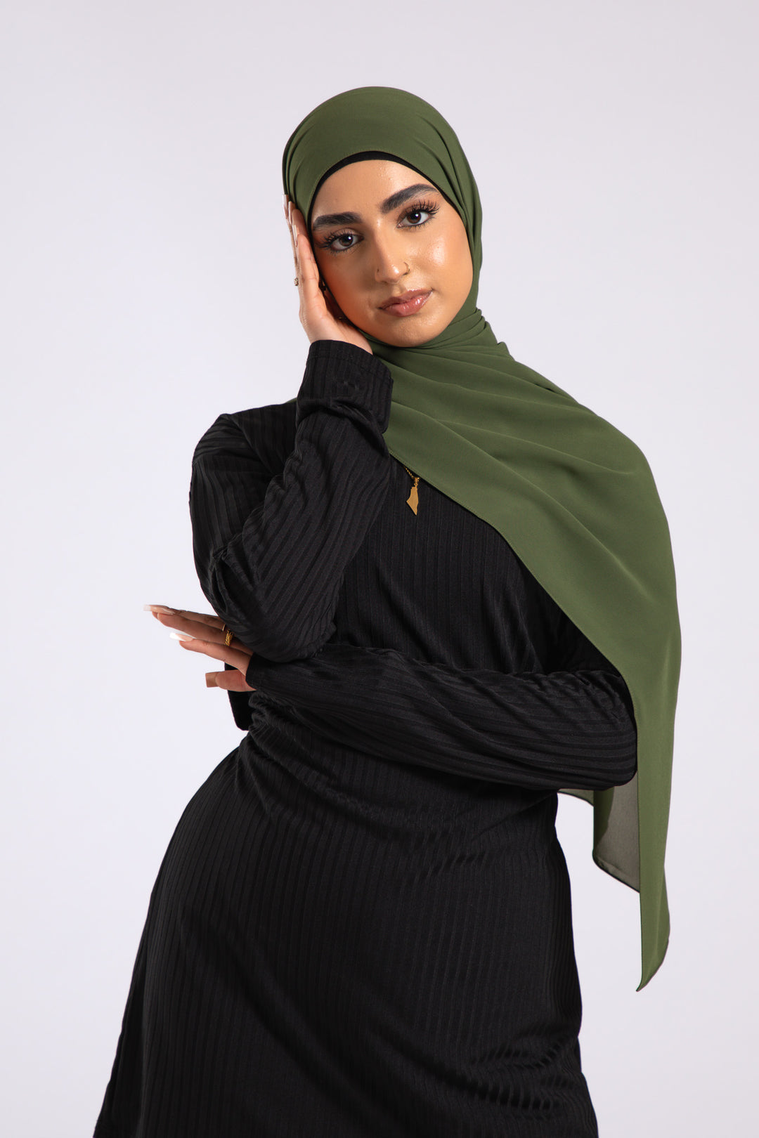 Olive Crepe Chiffon Hijab