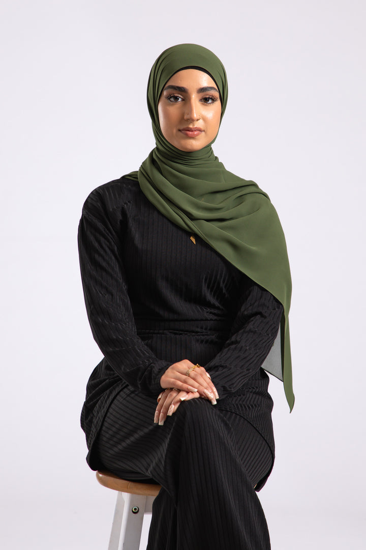 Olive Crepe Chiffon Hijab
