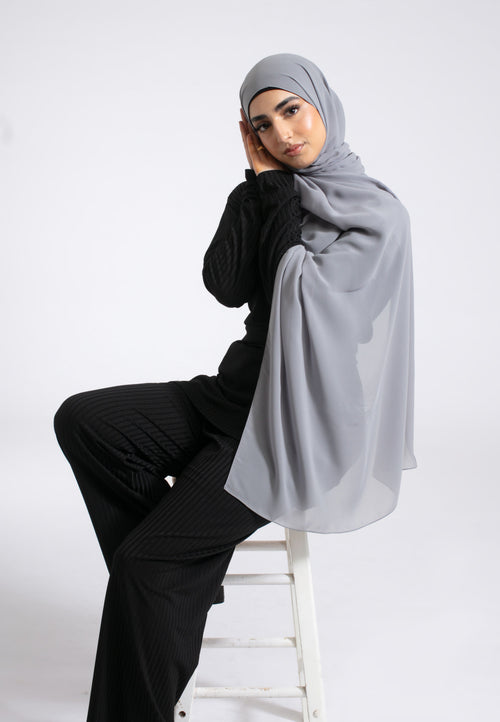 Luxury Soft Chiffon Hijab - Fossil Grey