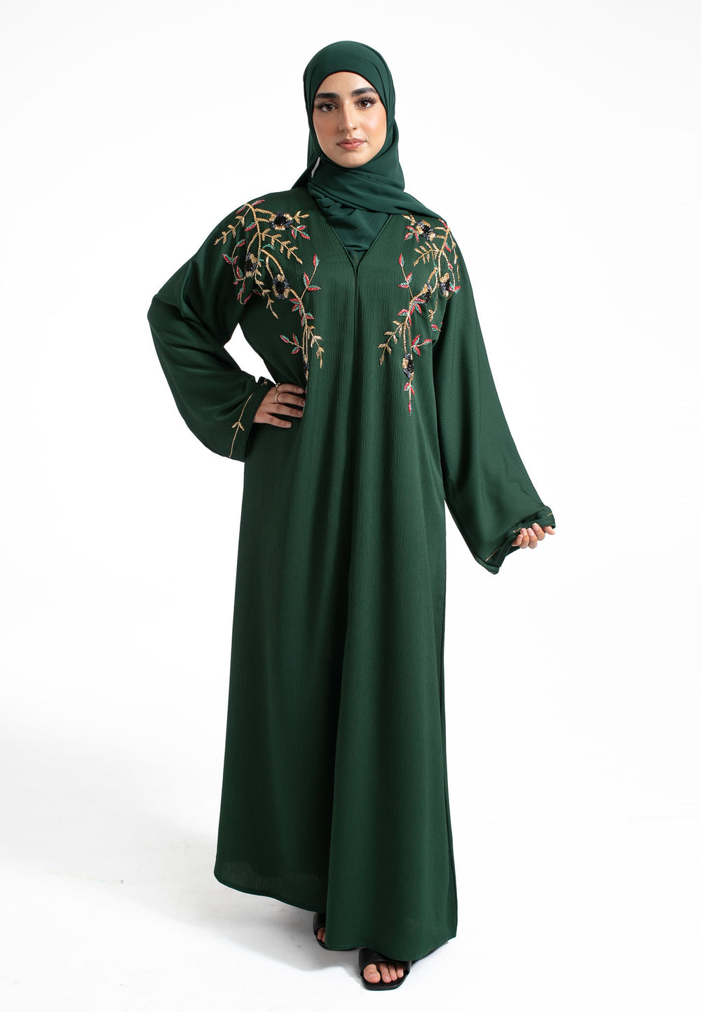 Green Embellished Abaya