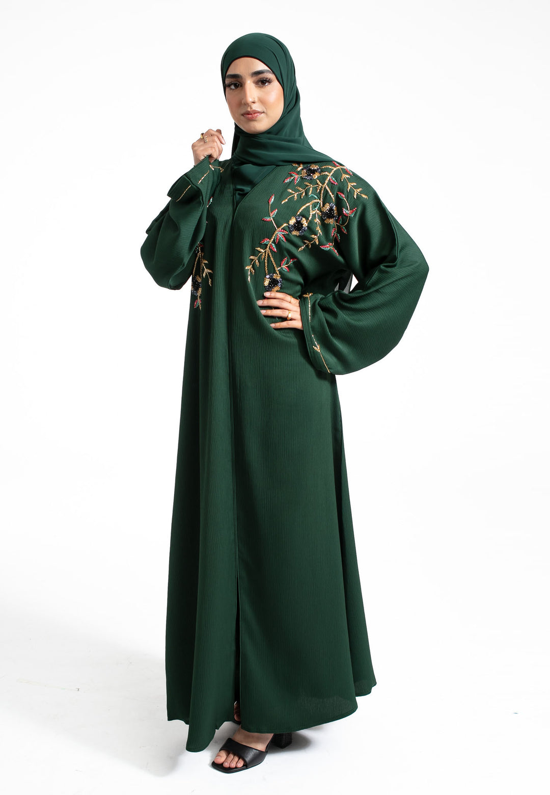 Green Embellished Abaya