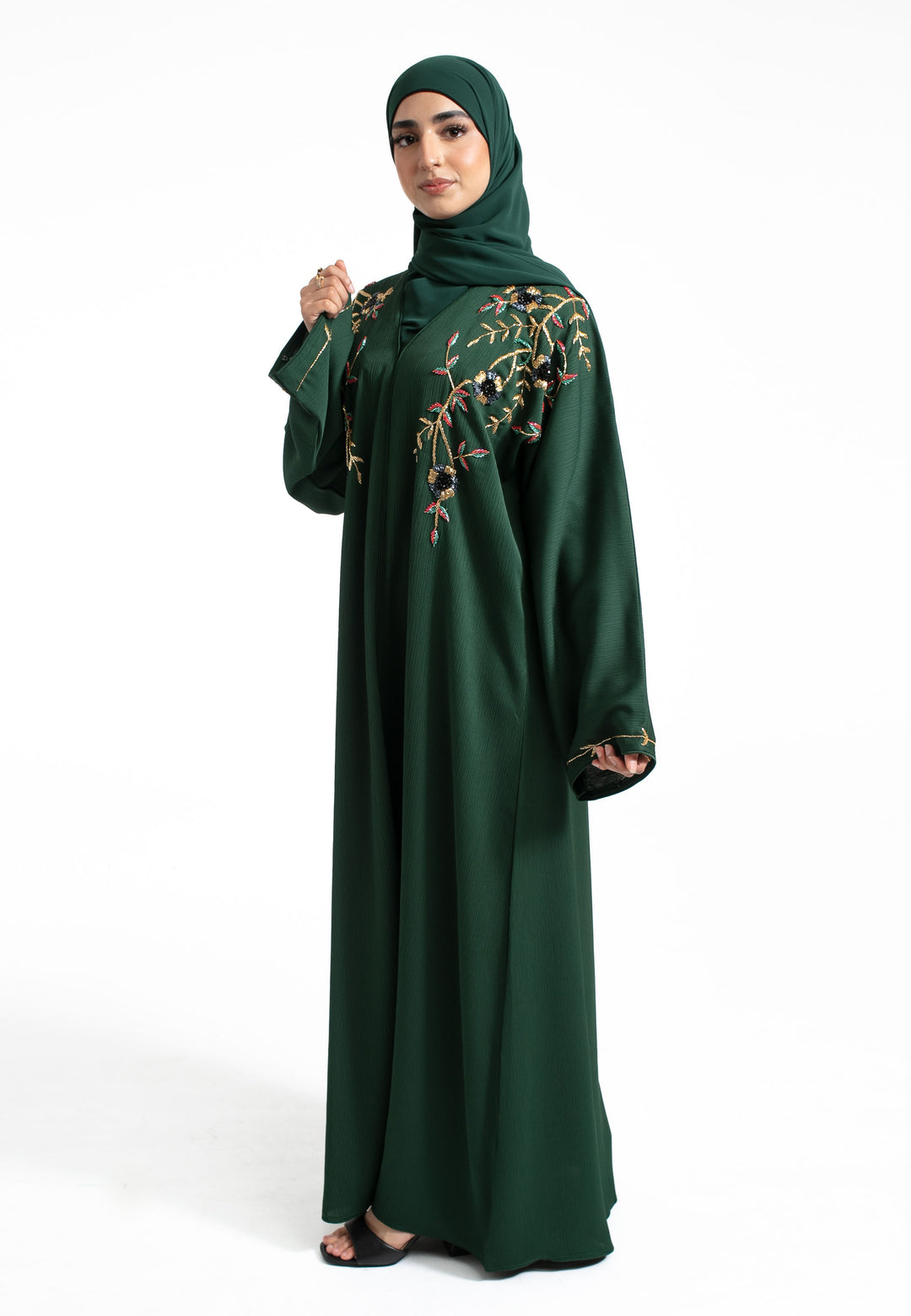 Green Embellished Abaya