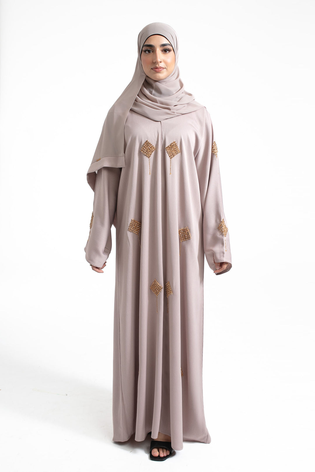 Luxury Grey Embellished Abaya