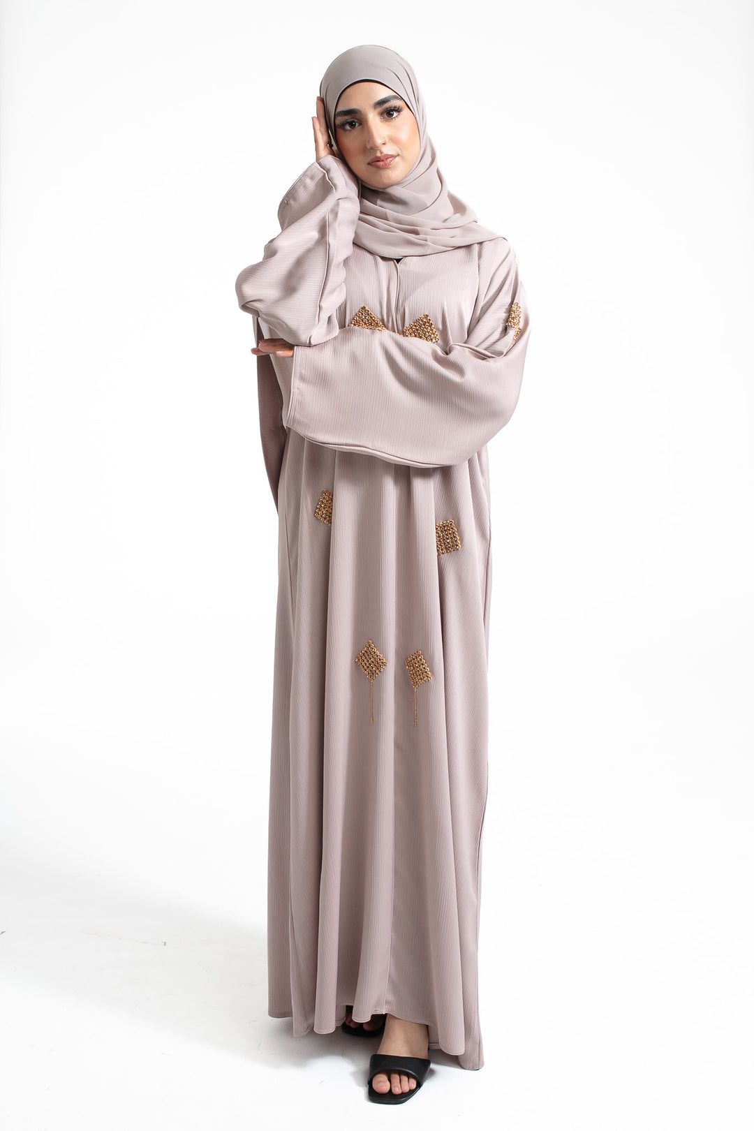 Luxury Grey Embellished Abaya