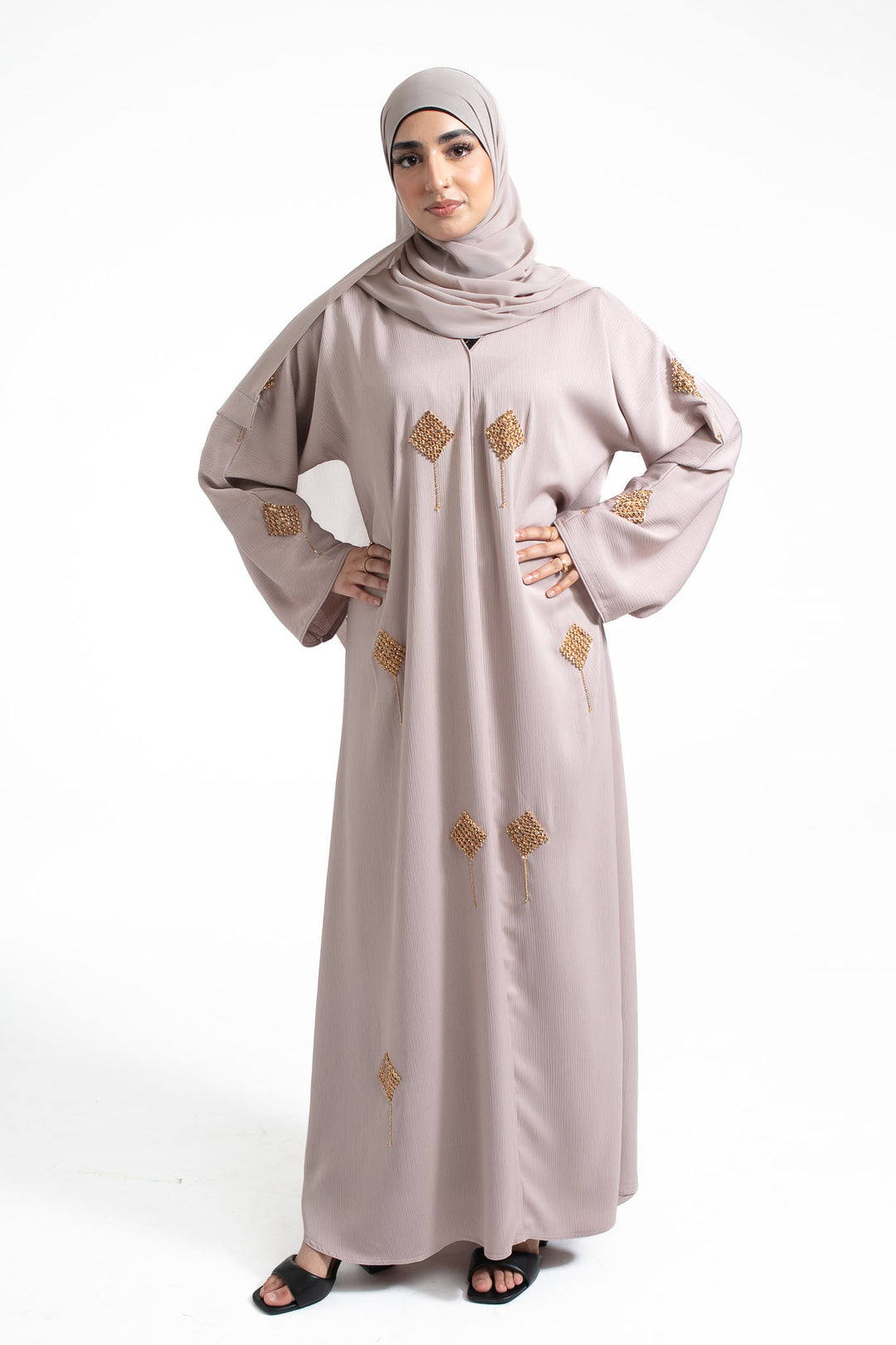 Luxury Grey Embellished Abaya