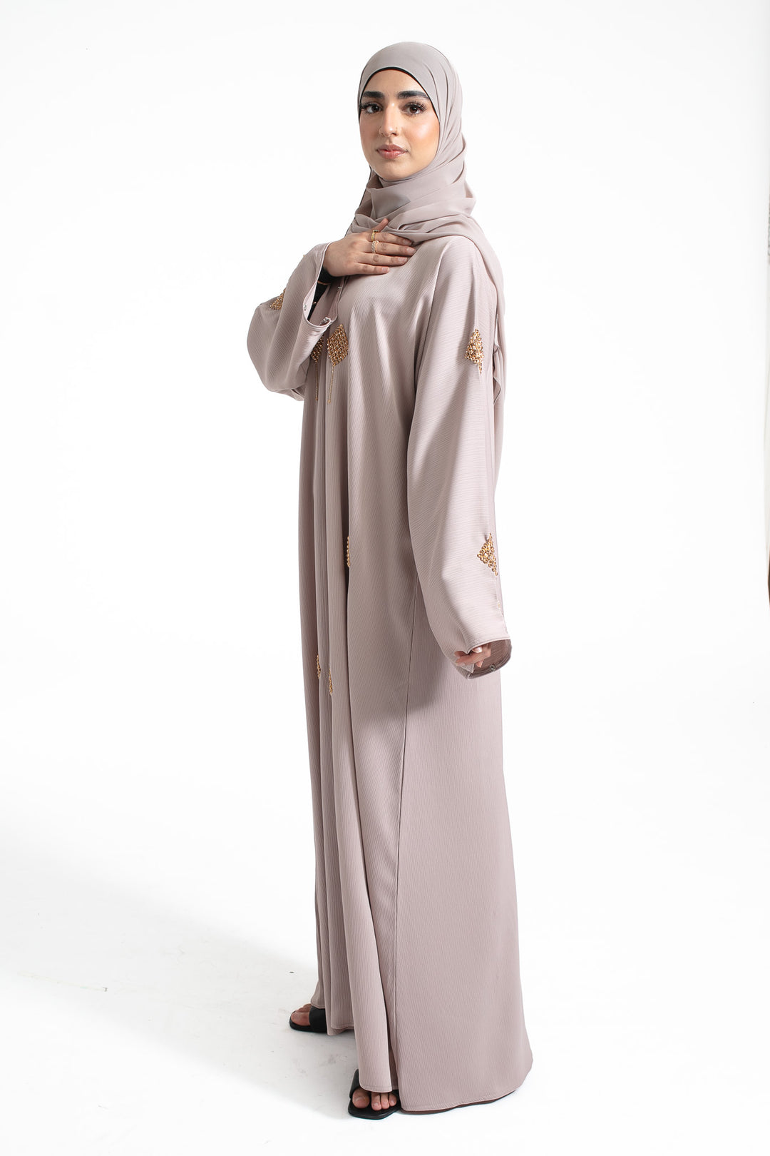 Luxury Grey Embellished Abaya