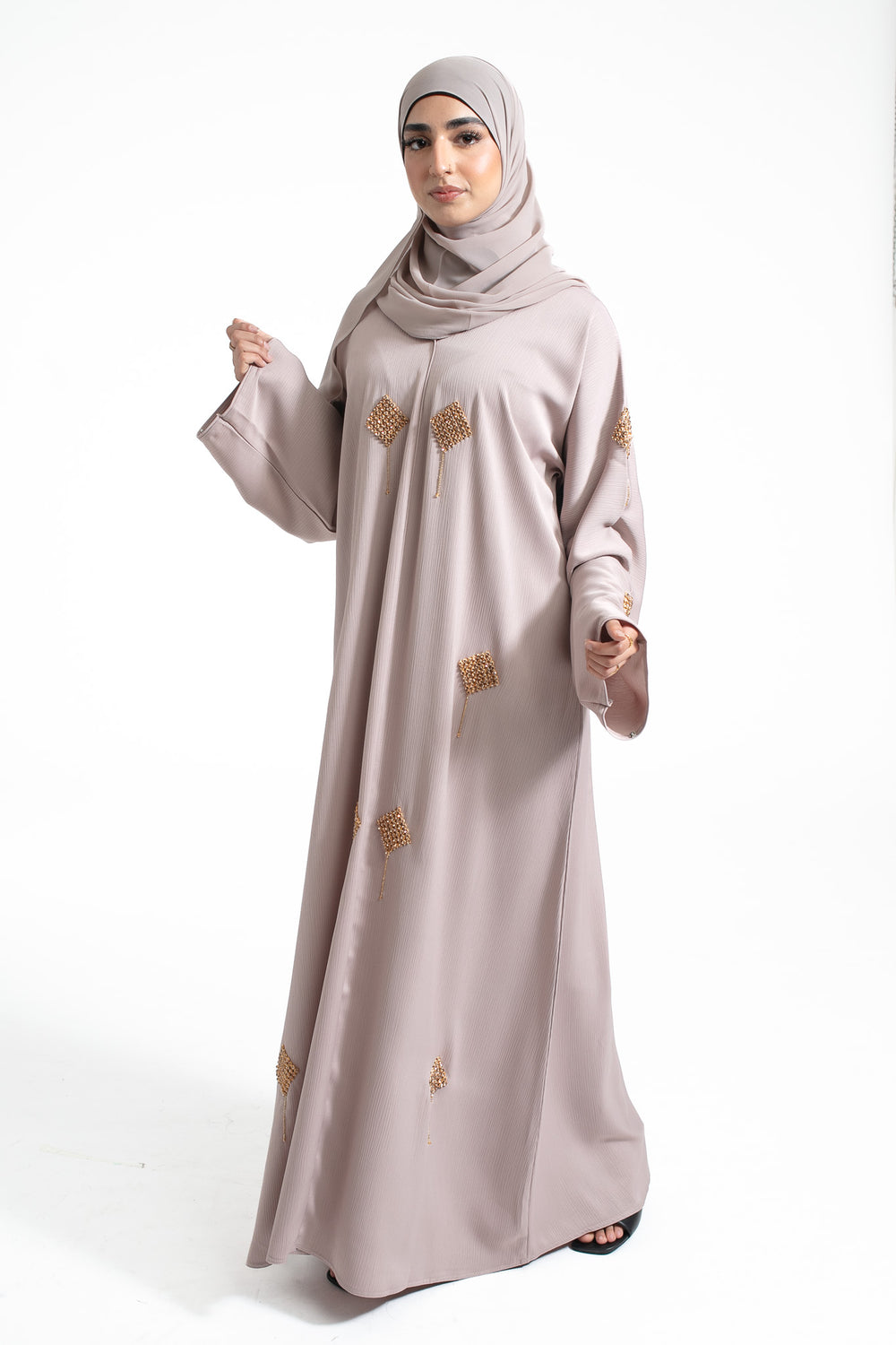 Luxury Grey Embellished Abaya