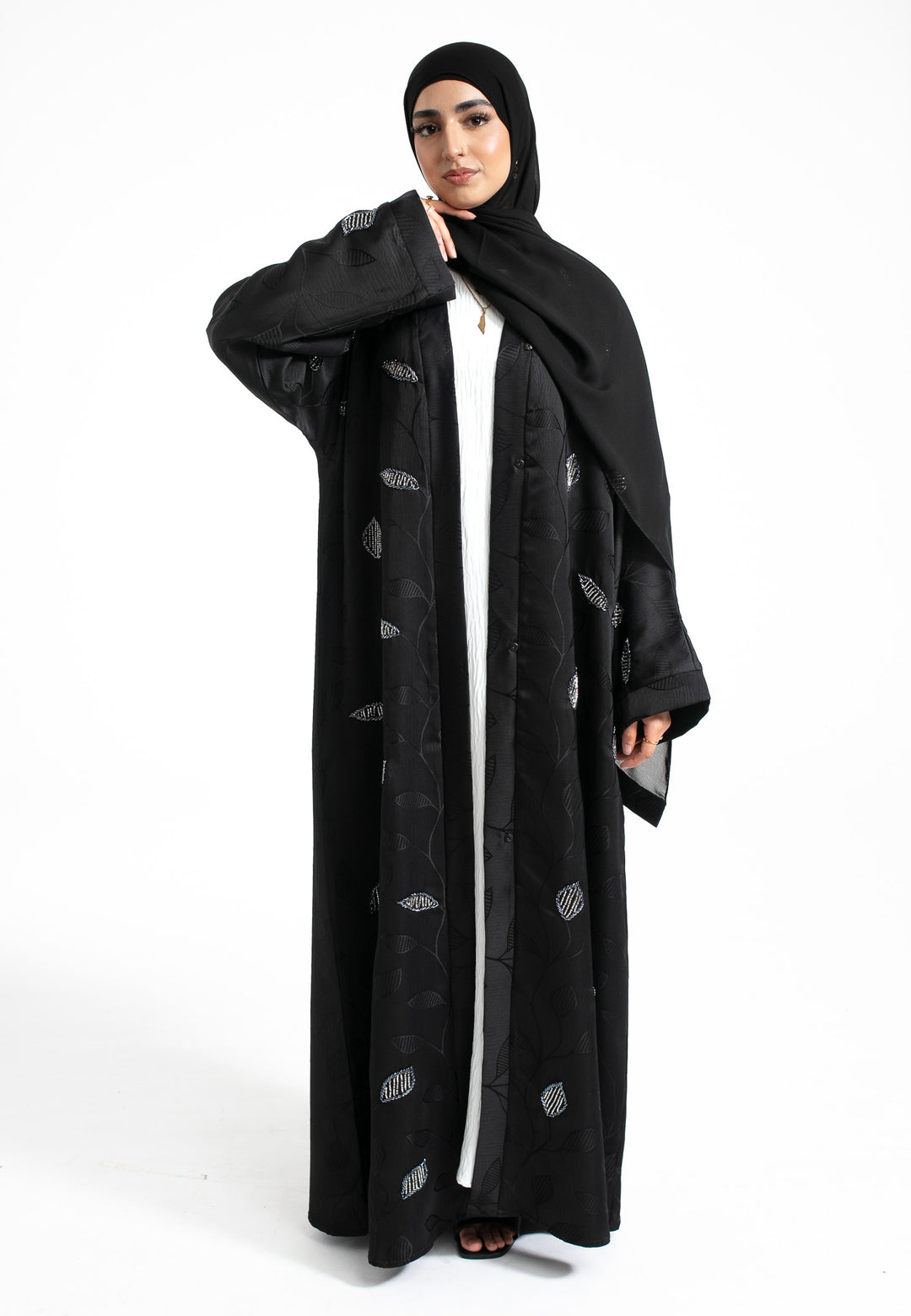 Khaleeji Embellished Black Abaya