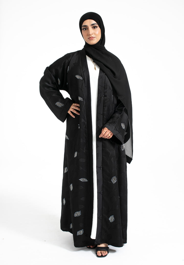 Khaleeji Embellished Black Abaya