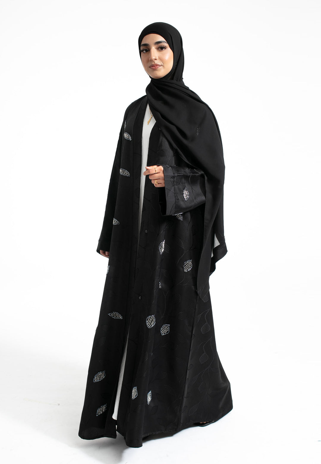 Khaleeji Embellished Black Abaya