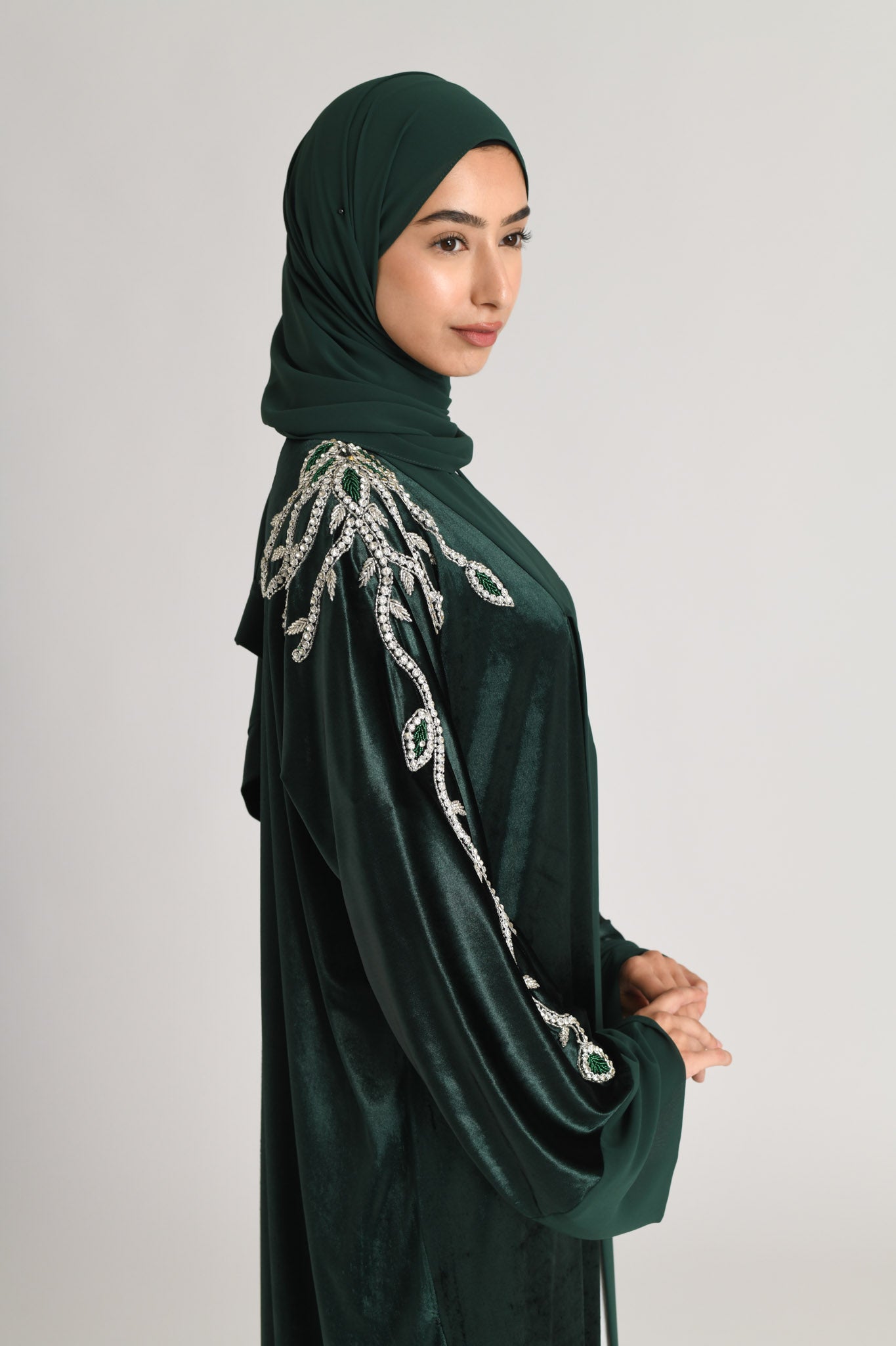 Velvet hotsell open abaya