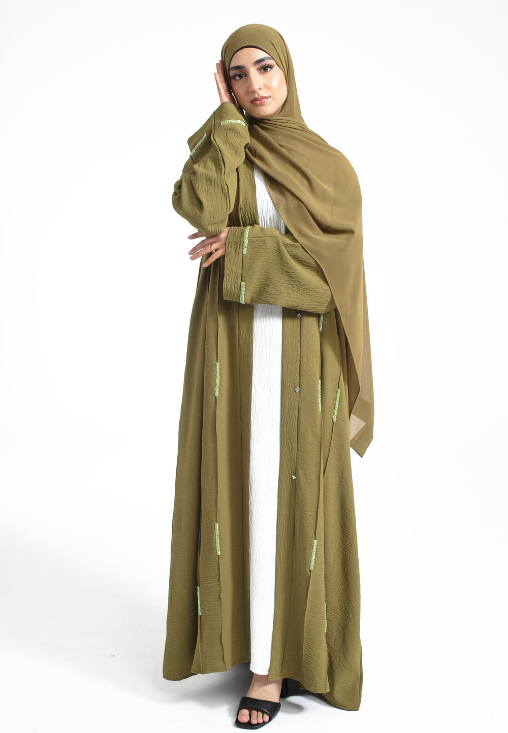 Green embellished Abaya