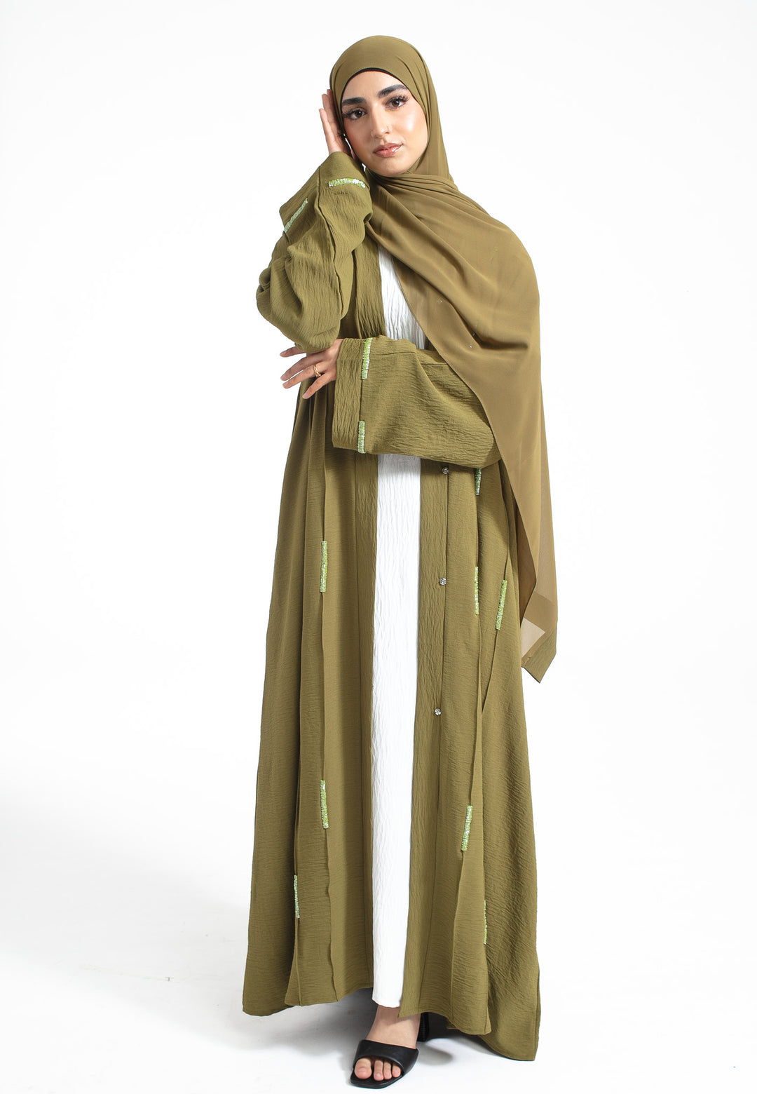 Green embellished Abaya