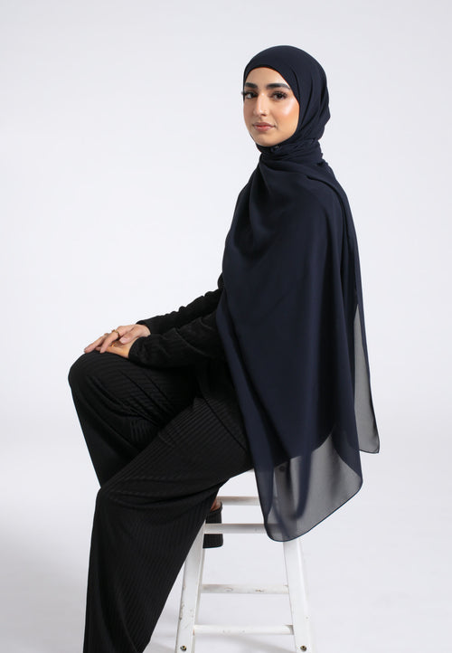 Luxury Soft Chiffon Hijab - Midnight Navy