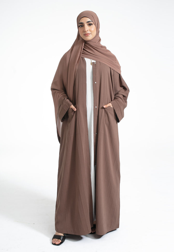 Mink Open Abaya With Pockets