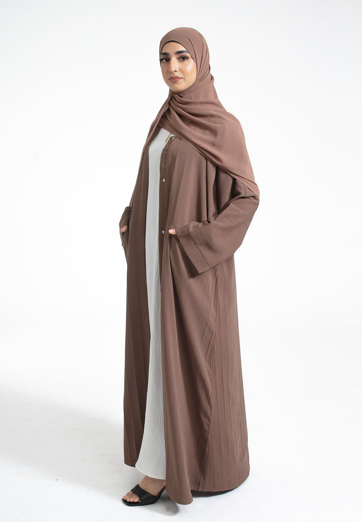 Mink Open Abaya With Pockets