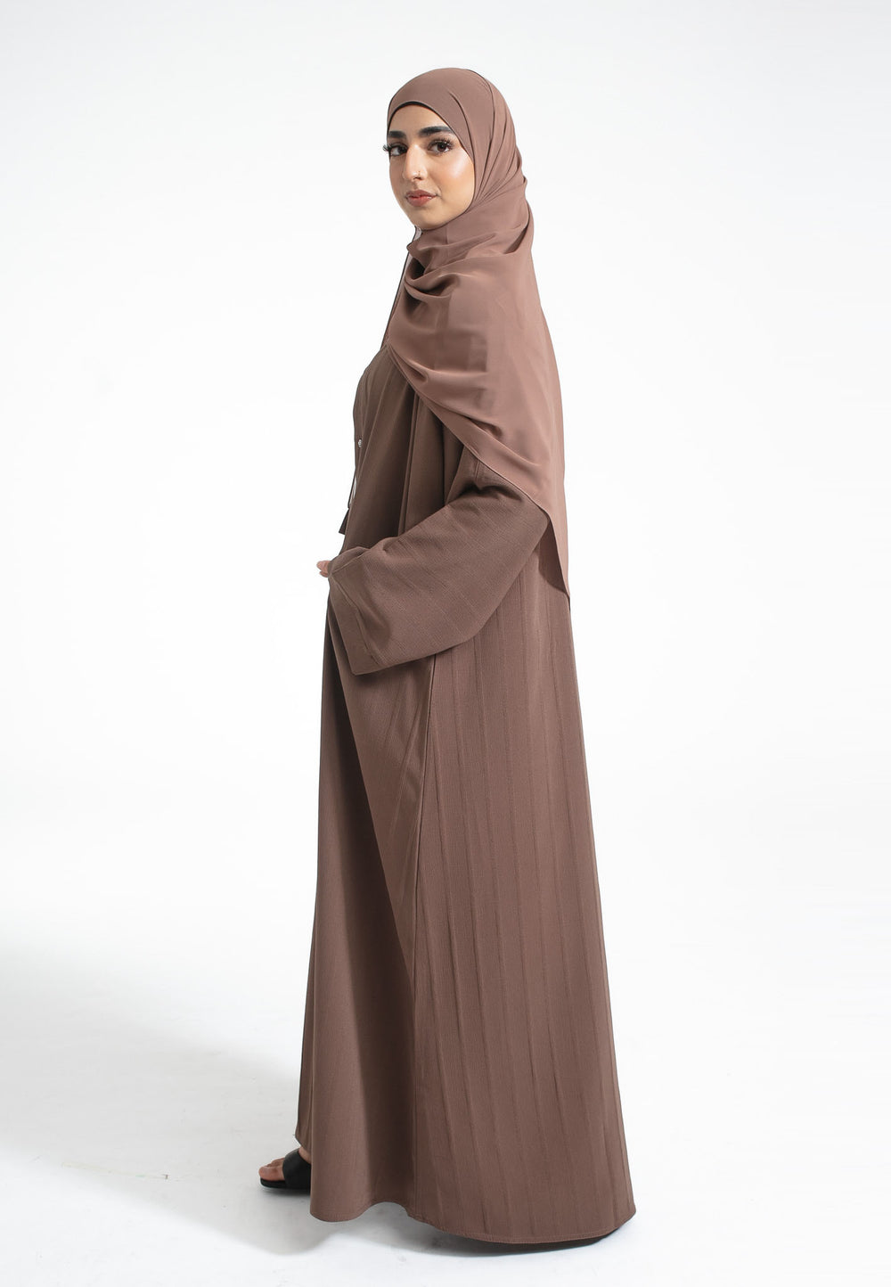 Mink Open Abaya With Pockets