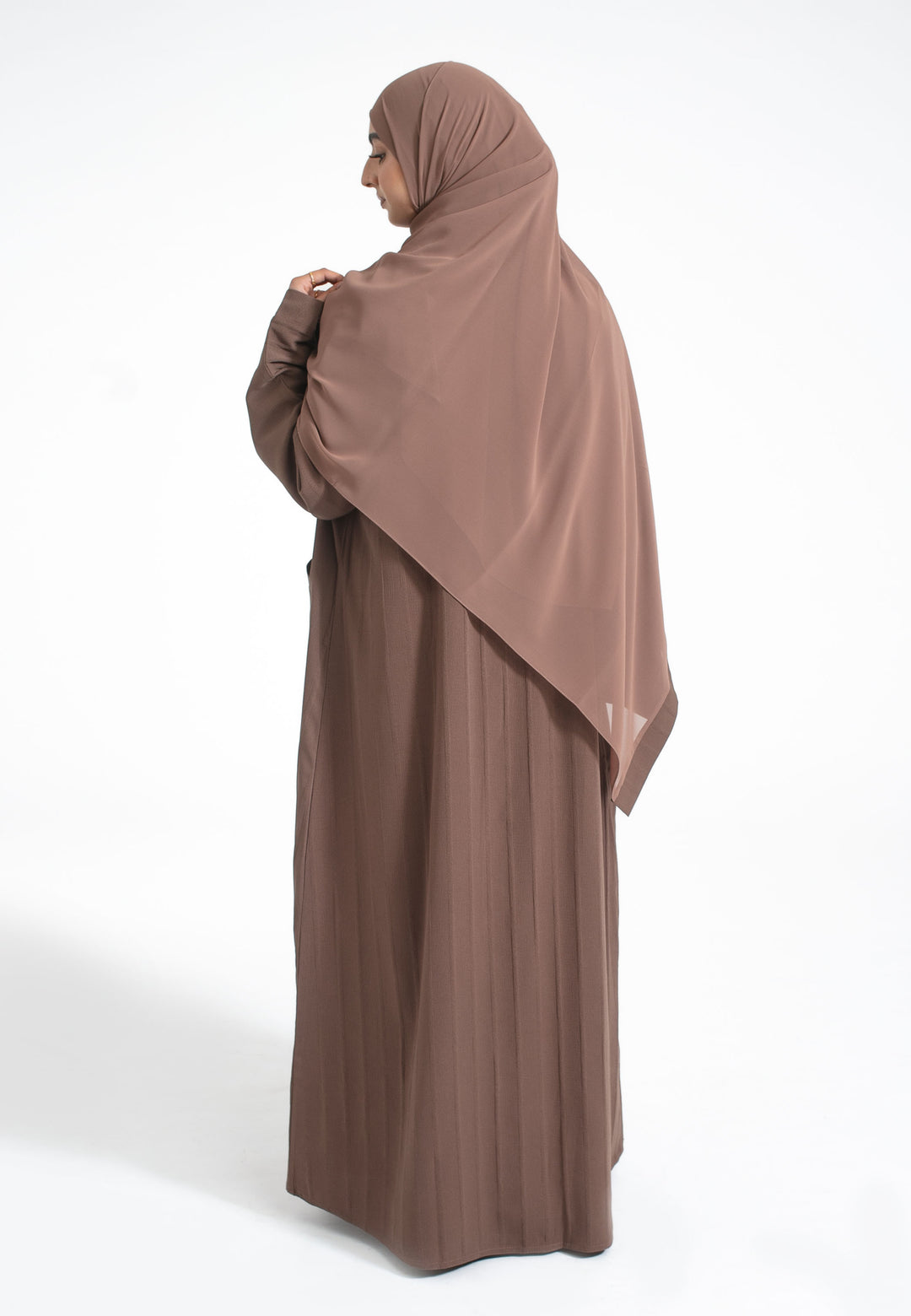 Mink Open Abaya With Pockets