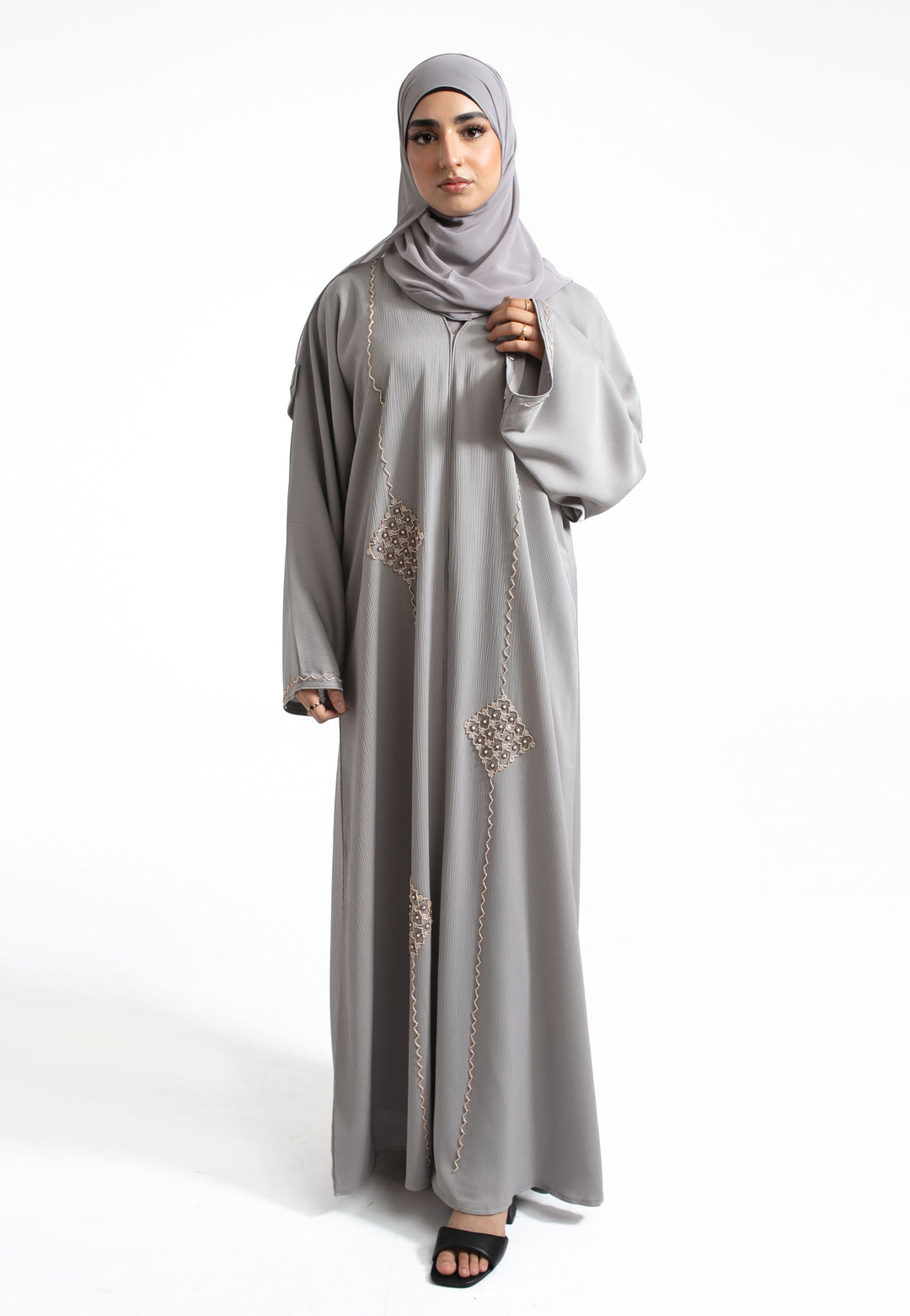 Luxury Grey Embellished Abaya