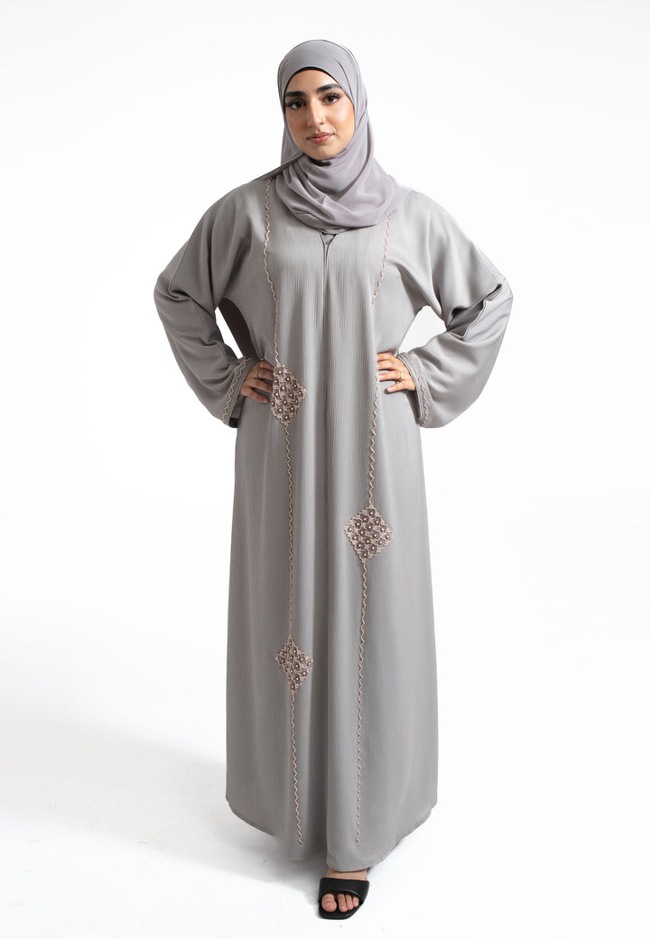 Luxury Grey Embellished Abaya