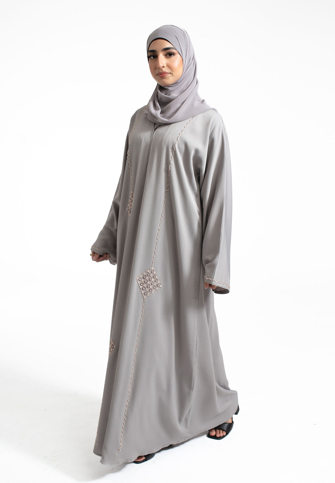 Luxury Grey Embellished Abaya