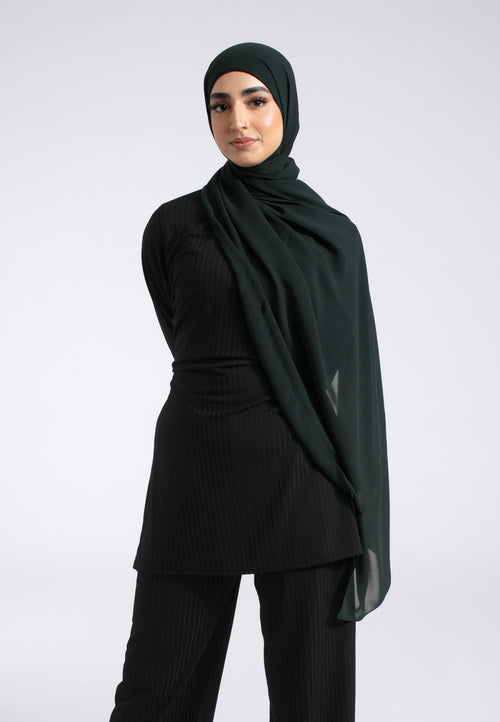 Luxury Soft Chiffon Hijab - Pine Green